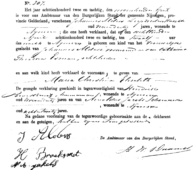 18820519 geb akte 307 Maria C dv Jalders - CT Esman